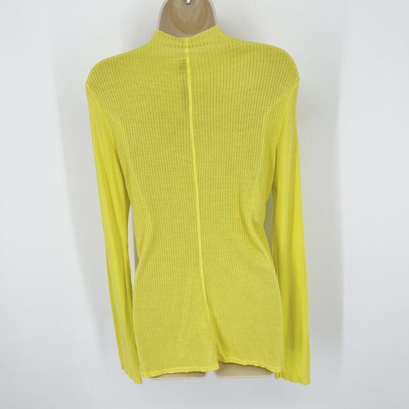 Enza Costa Women's Rib Knit Mock Neck Top NEW *FLAW* Long Sleeve Sz M Yellow - Picture 5 of 10